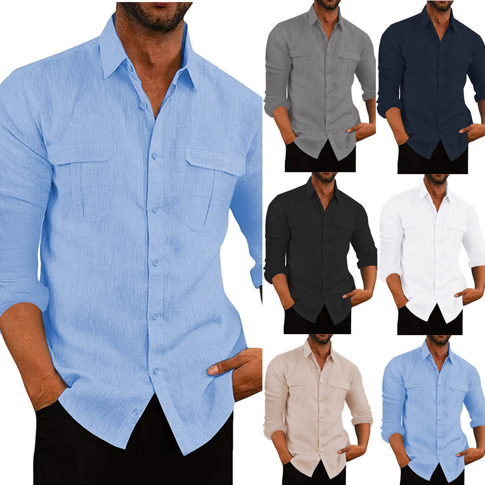 Double Pocket Cotton Linen Shirt