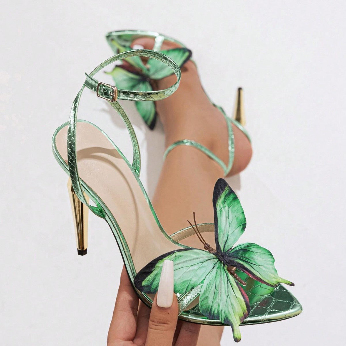 Three-dimensional Butterfly Decorative Electroplated Stiletto Heels