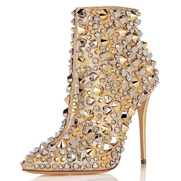 Pointed Toe Suede Multi-Buckle High-Top Boots