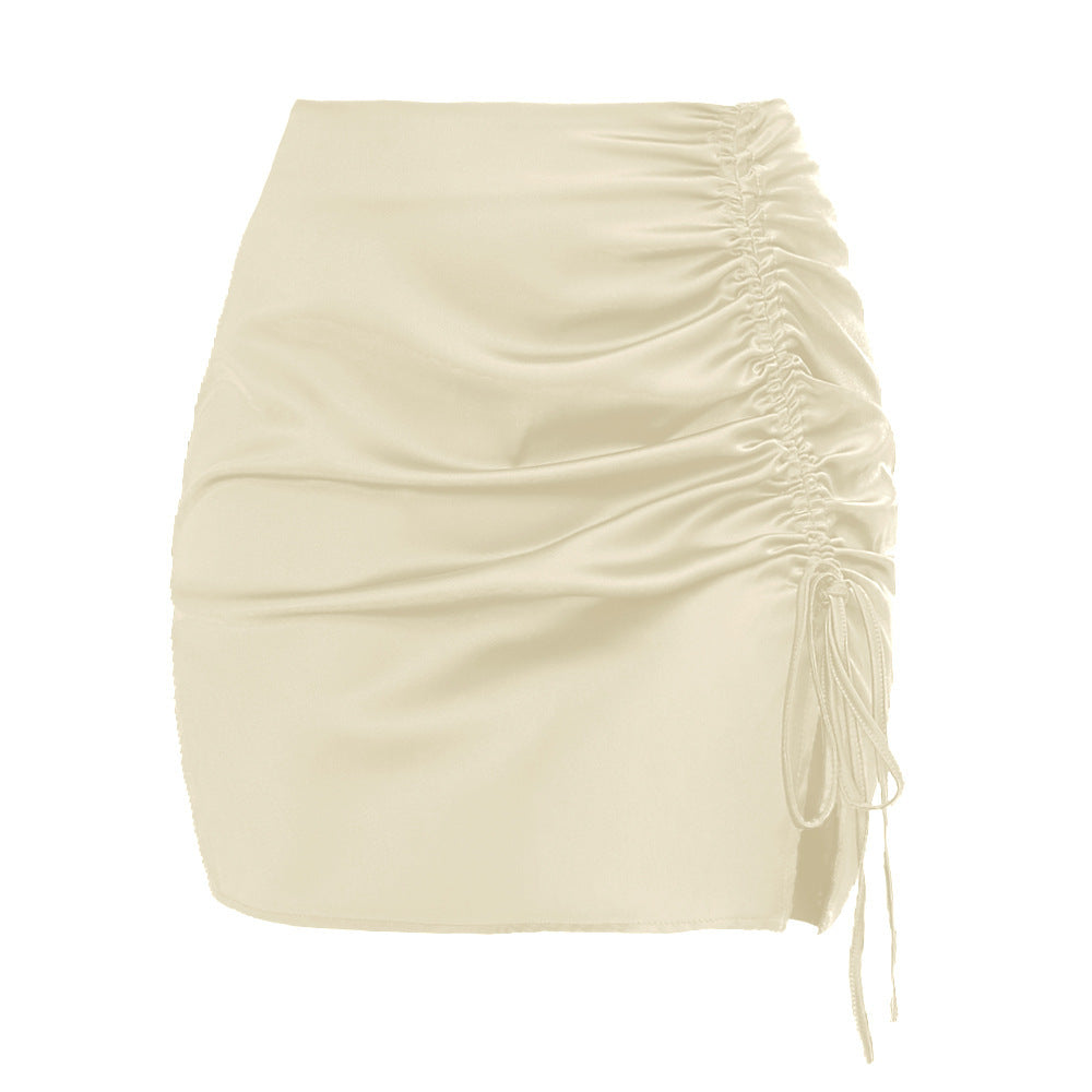 Pleating High Waist Zip Skirt