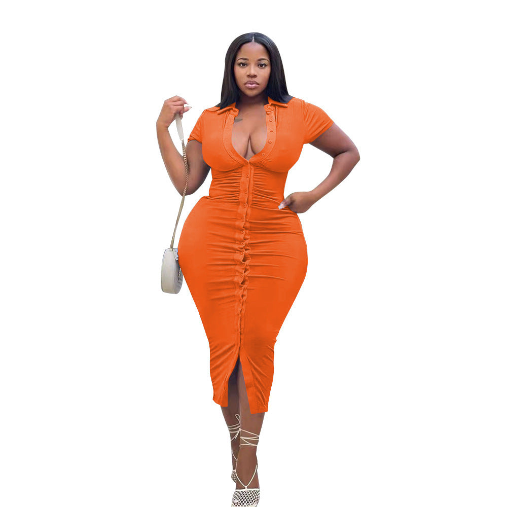 Casual Fitted Button Down Bodycon Dress