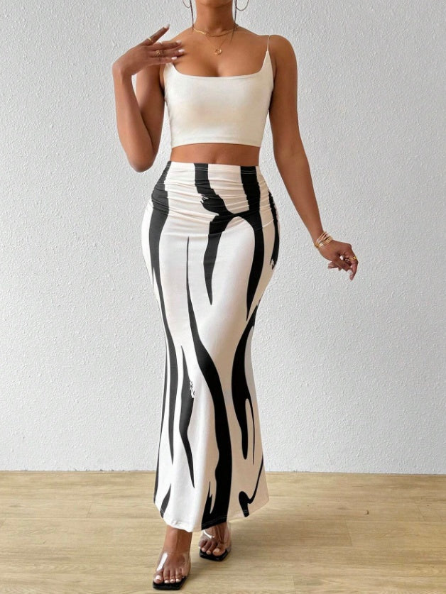 Casual Long Semi Loose Pleated Skirt