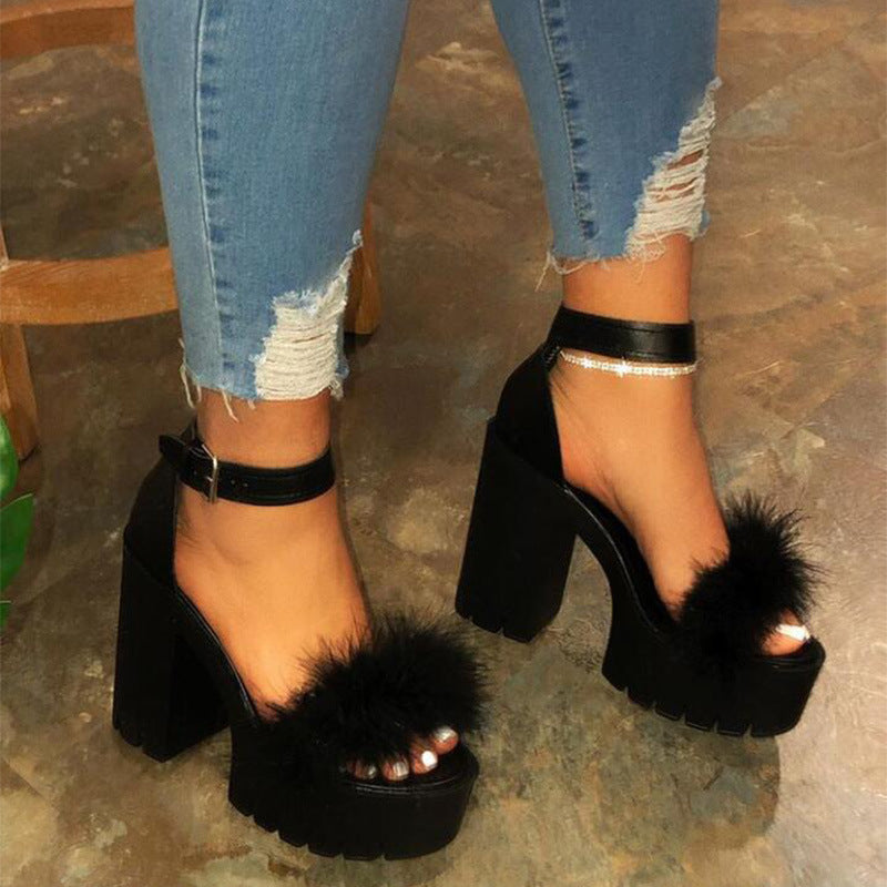 Fashionable Breathable High Heels w/Fur