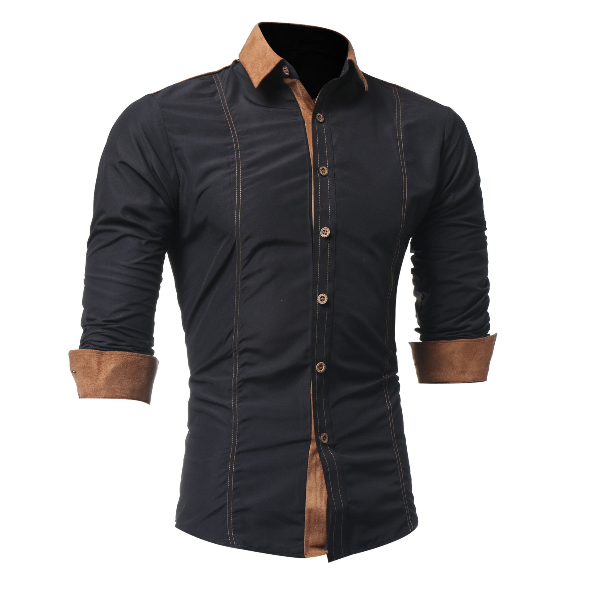 Long-sleeved Featuring Deerskin Collar Shirts