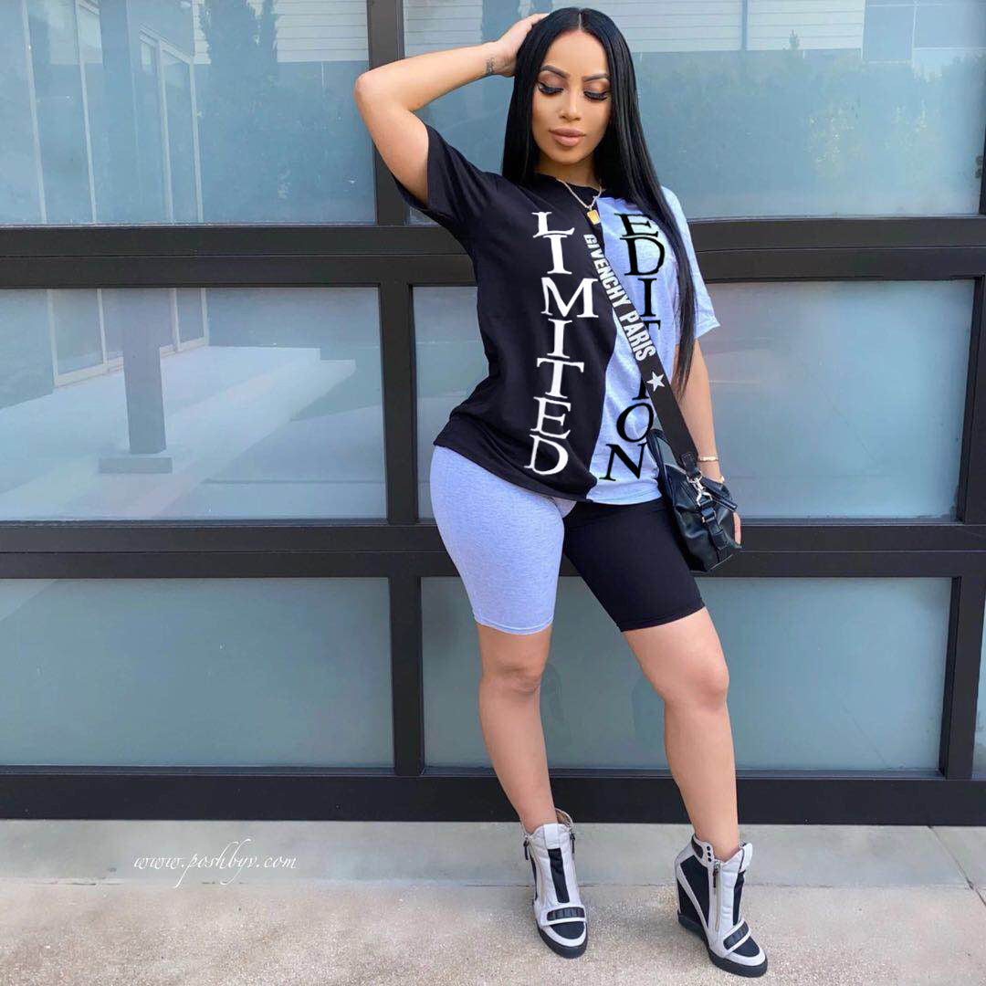 Women's New Offset Printing Stitching Casual Sports Two-piece Suit