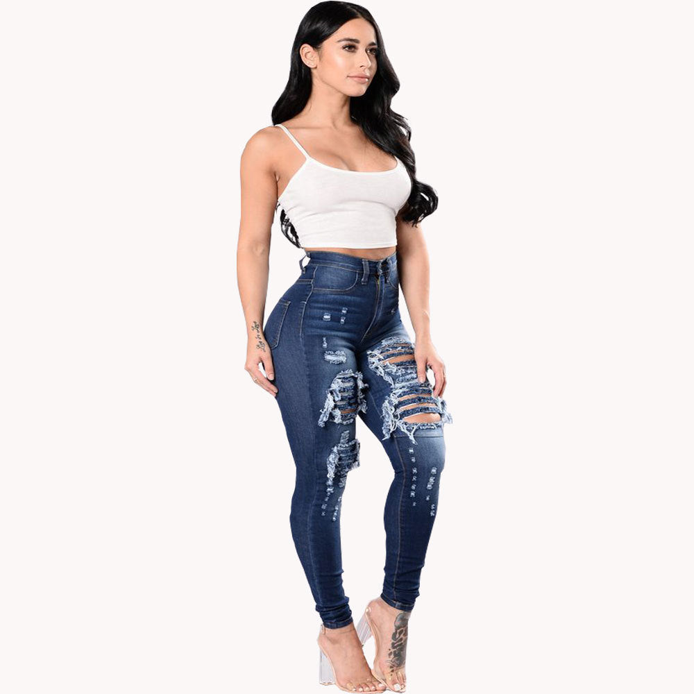 Ripped Denim Washed Pants