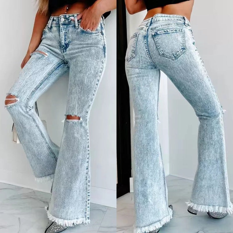 Ripped High Waist Denim Jeans