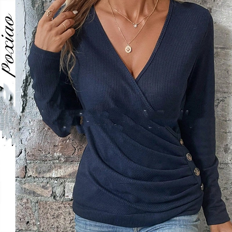 V-neck Asymmetric Elegant Top