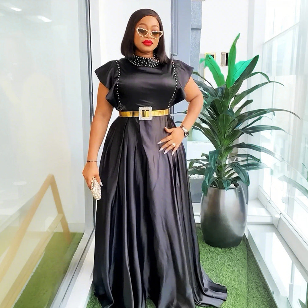Elegant Style Rhinestone High Waist Dress